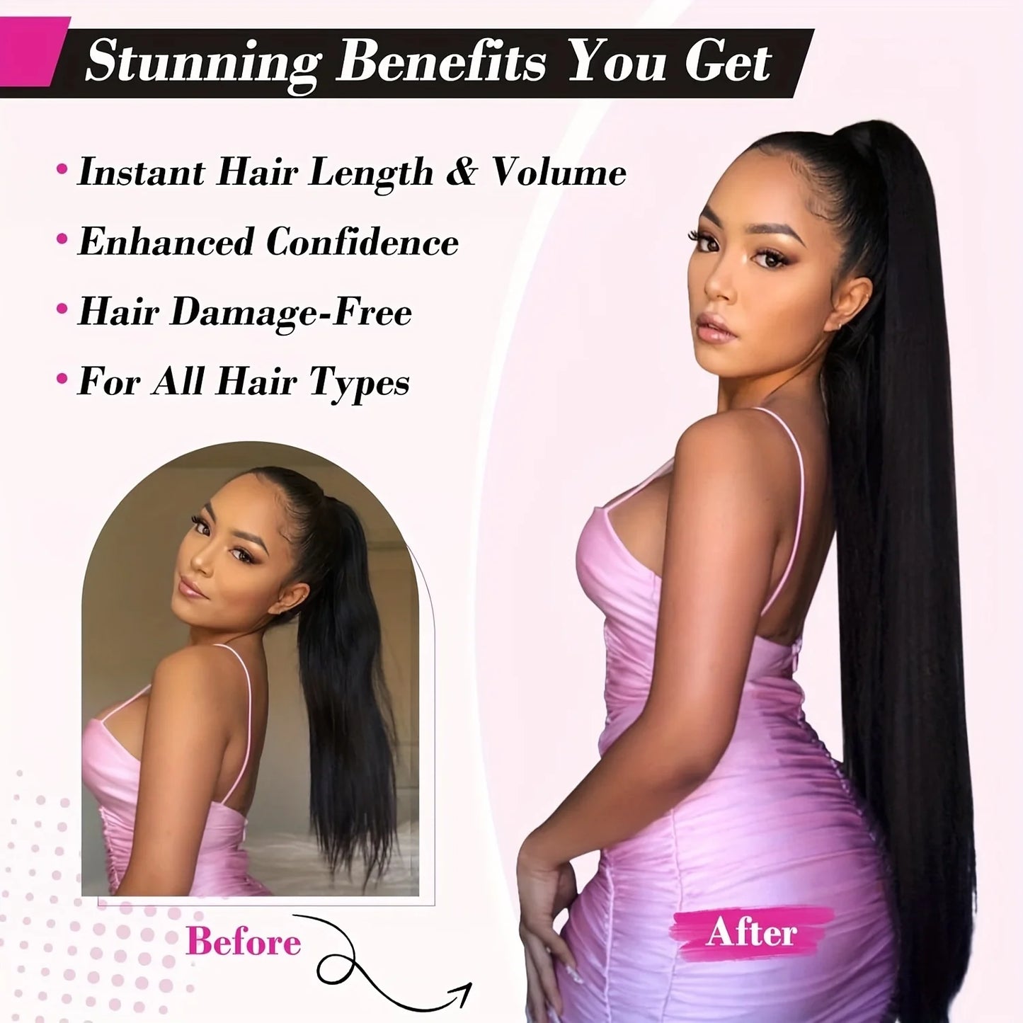 Straight Drawstring Ponytail Remy Human Hair