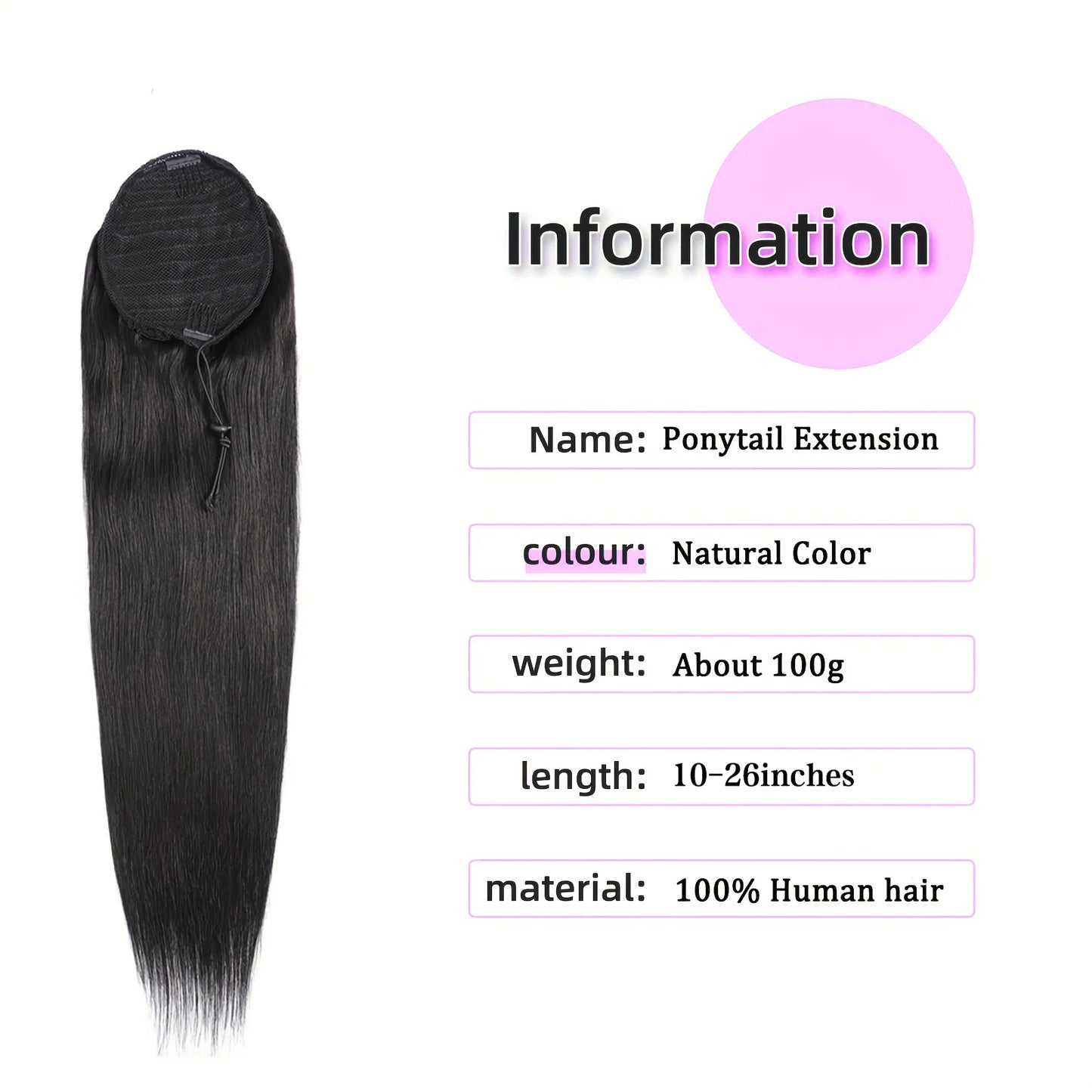 Straight Drawstring Ponytail Remy Human Hair