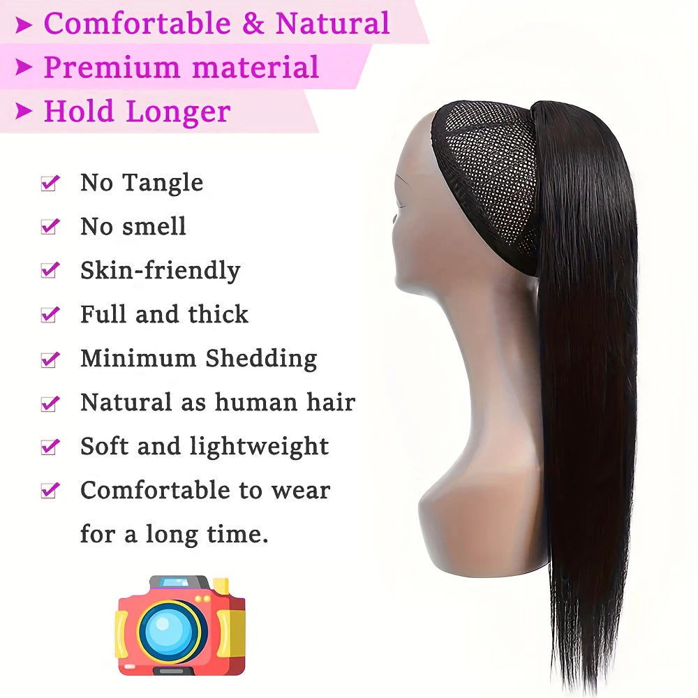 Straight Drawstring Ponytail Remy Human Hair