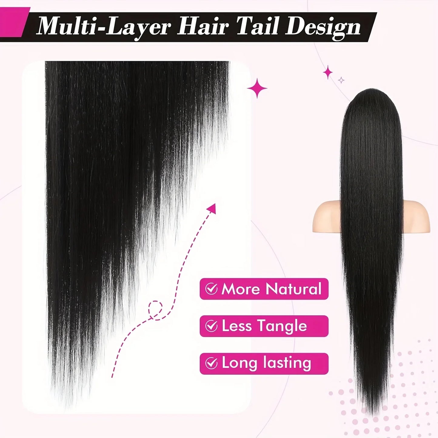 Straight Drawstring Ponytail Remy Human Hair