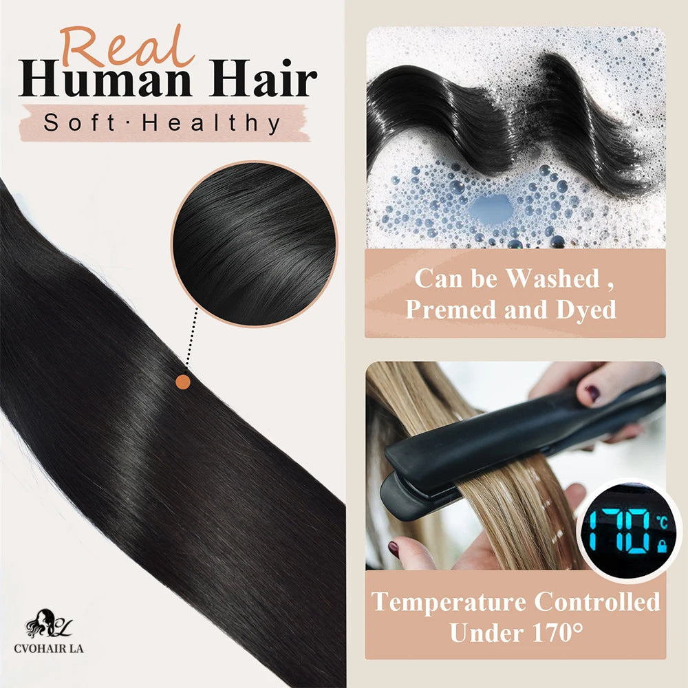 Seamless Clip Ins Straight Human Hair In 100% Human Hair Extensions