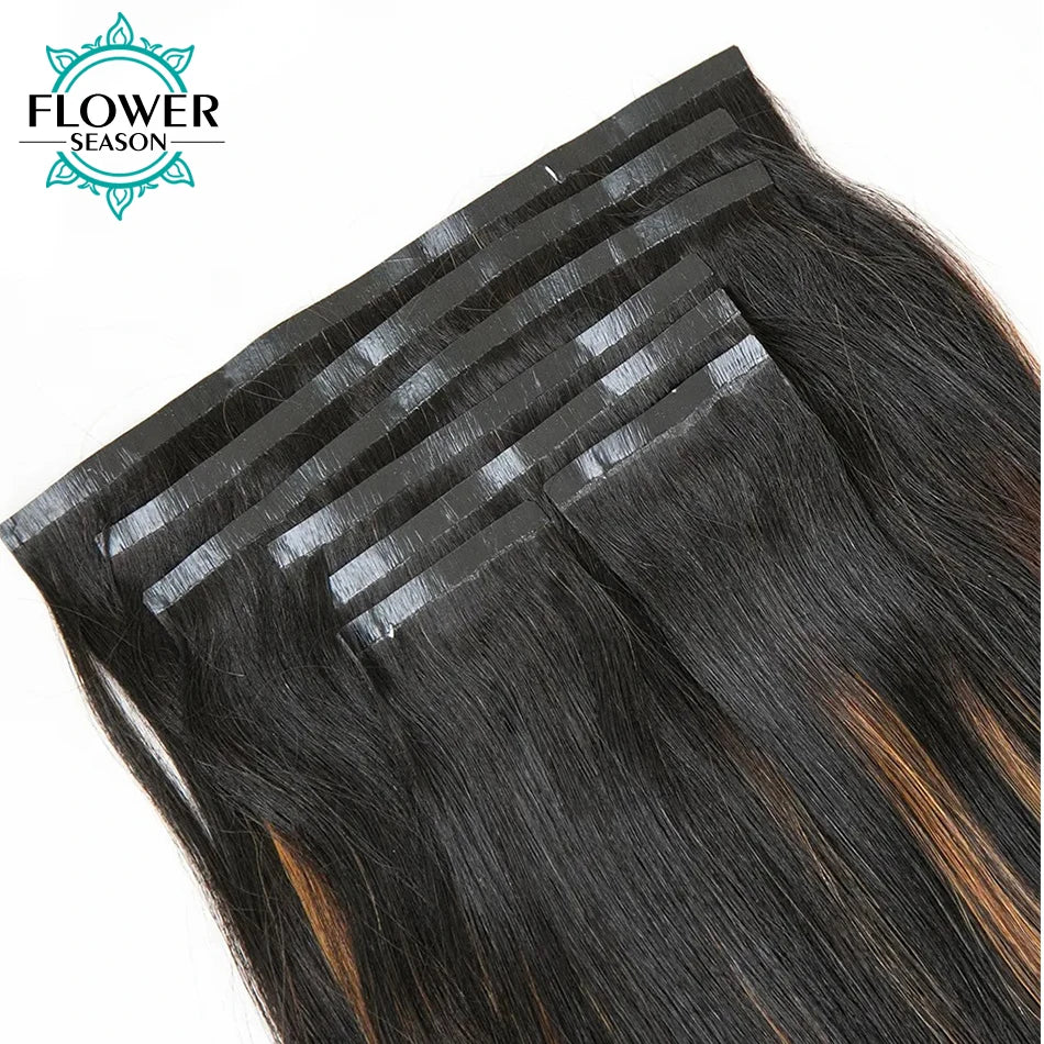 Highlight Ombre Color Seamless Clip Ins Hair Hairpieces 120g/Set
