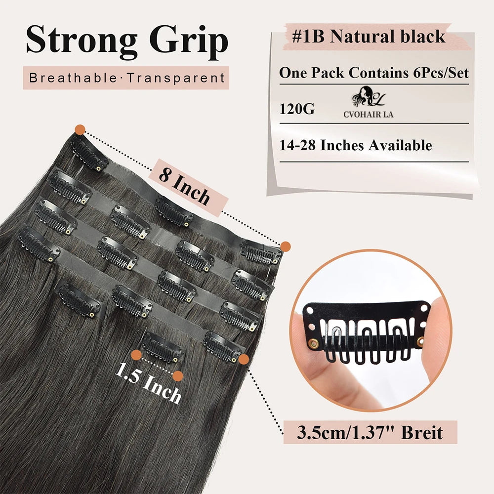 Seamless Clip Ins Straight Human Hair In 100% Human Hair Extensions
