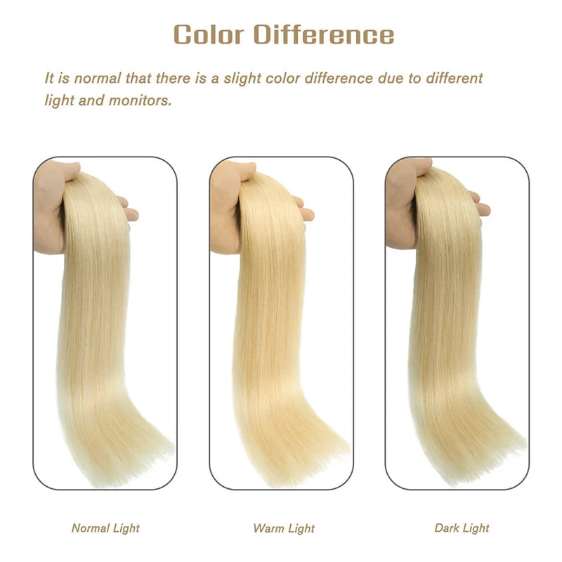 Clips In Hair Extensions Human Hair Color Blonde Straight Natural Hair Extensions