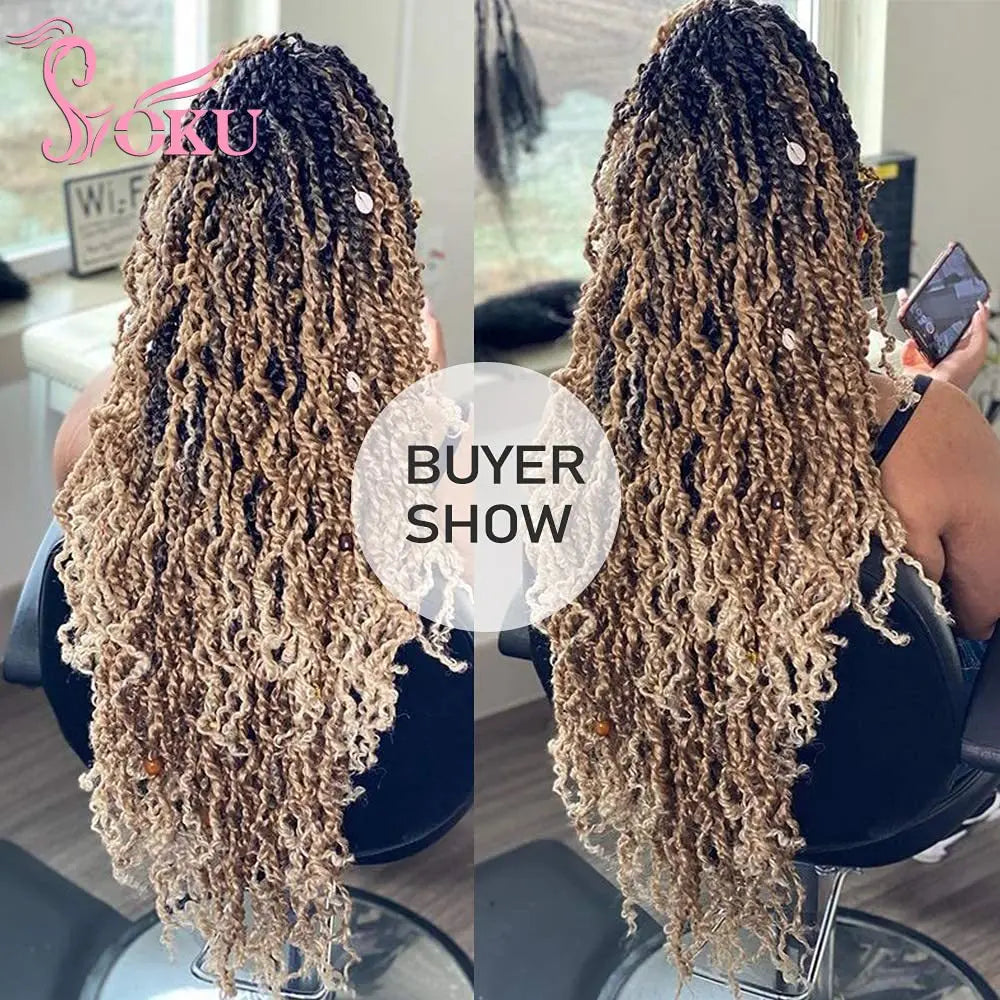 SOKU Curly Passion Twist Majesty Senegalese Twist Crochet Hair Synthetic Braids Pre-Looped Dreadlocks Braiding Hair Extensions