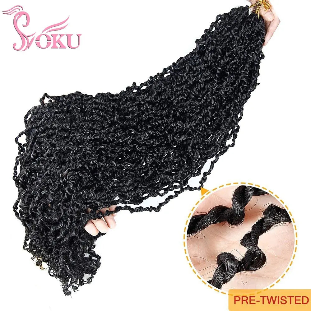 SOKU Curly Passion Twist Majesty Senegalese Twist Crochet Hair Synthetic Braids Pre-Looped Dreadlocks Braiding Hair Extensions