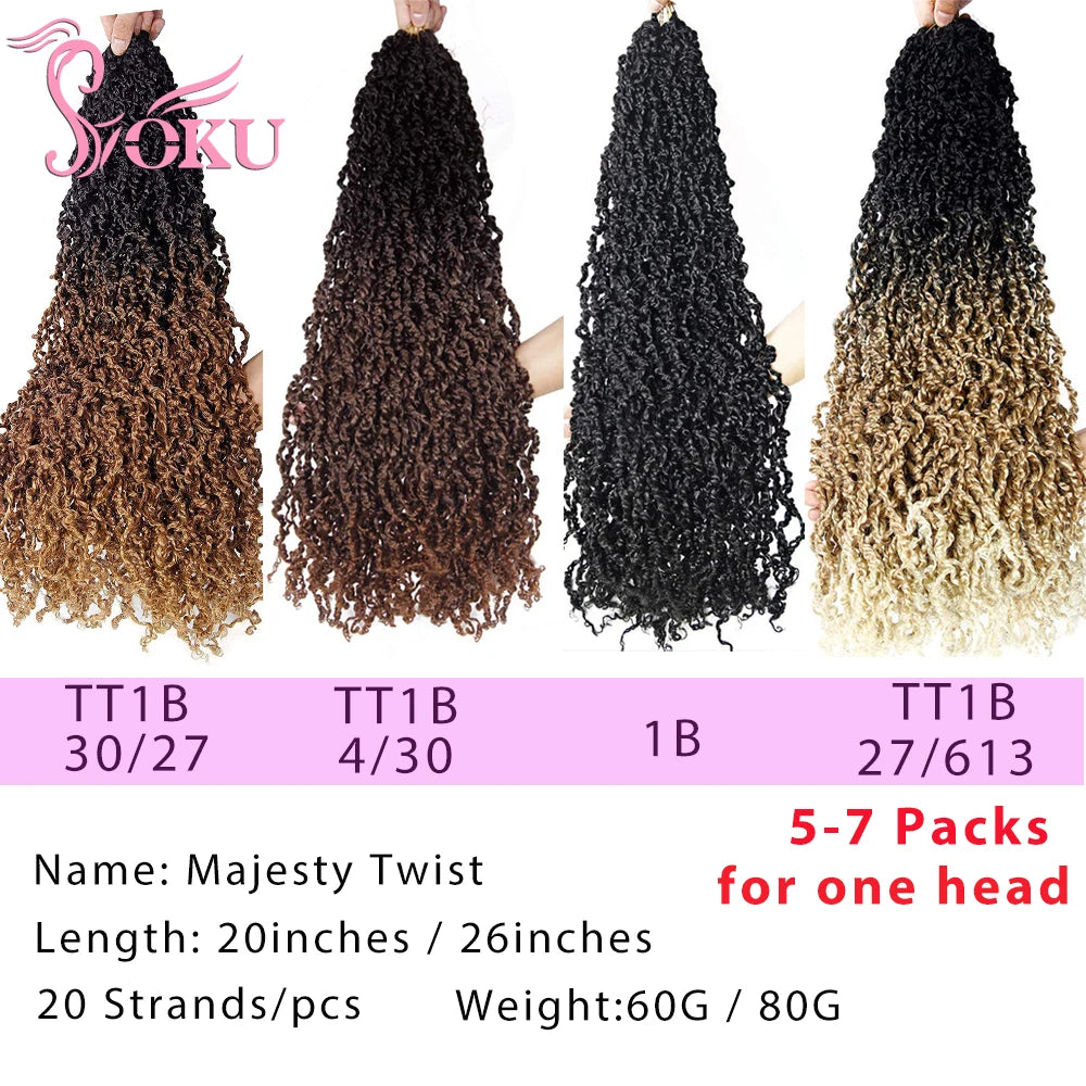 SOKU Curly Passion Twist Majesty Senegalese Twist Crochet Hair Synthetic Braids Pre-Looped Dreadlocks Braiding Hair Extensions