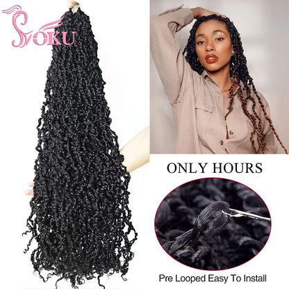 SOKU Curly Passion Twist Majesty Senegalese Twist Crochet Hair Synthetic Braids Pre-Looped Dreadlocks Braiding Hair Extensions