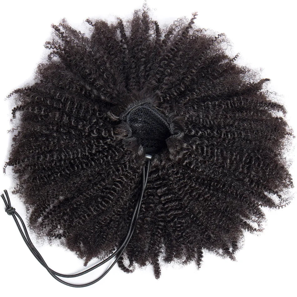 Afro Kinky Curly Drawstring Ponytail Human Hair Extensions