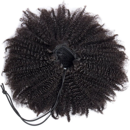 Afro Kinky Curly Drawstring Ponytail Human Hair Extensions