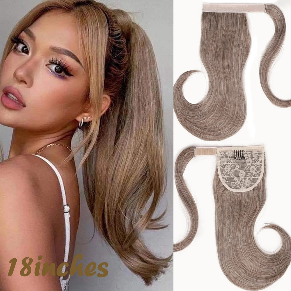 Long Straight Wrap Around Clip In Ponytail Hair Extension