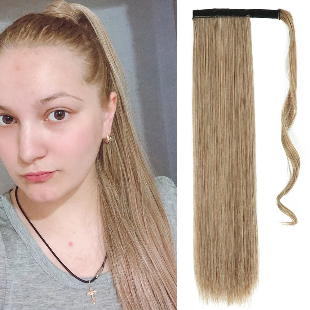 Long Straight Wrap Around Clip In Ponytail Hair Extension