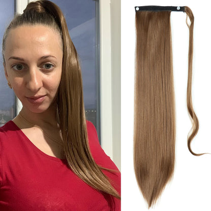 Long Straight Wrap Around Clip In Ponytail Hair Extension