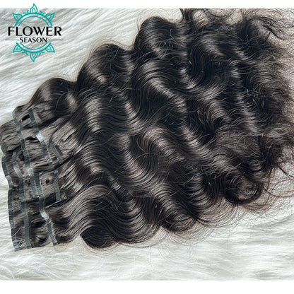 Clip in human hair Skin Weft 120g/7pcs Full Head