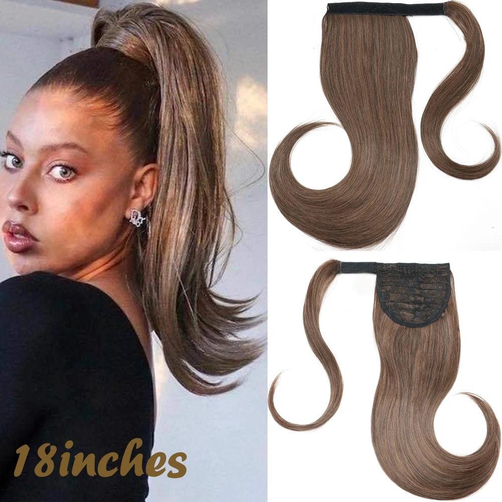 Long Straight Wrap Around Clip In Ponytail Hair Extension