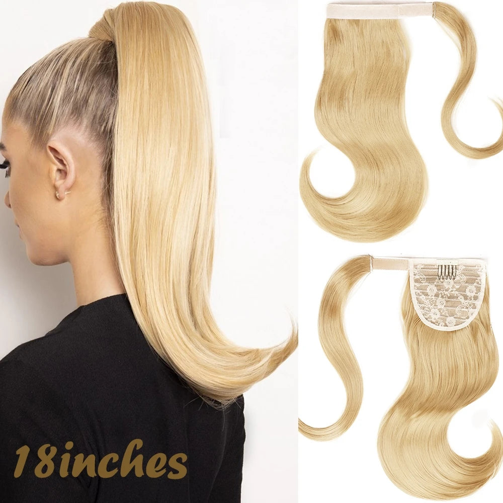 Long Straight Wrap Around Clip In Ponytail Hair Extension