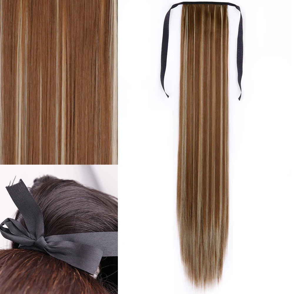 Long Straight Wrap Around Clip In Ponytail Hair Extension