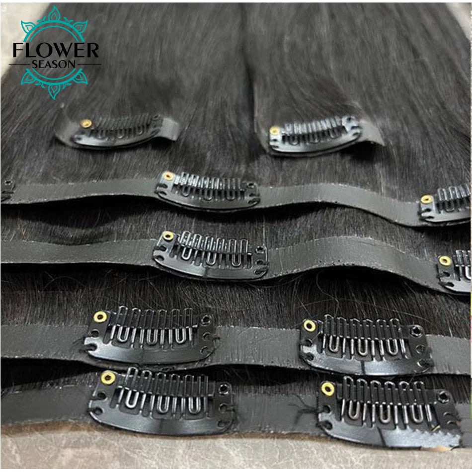 Hair Straight Seamless Clip In Human Hair Extensions