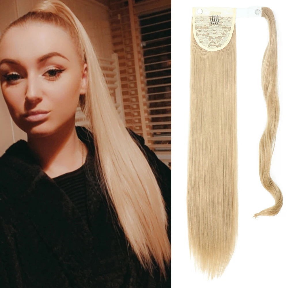 Long Straight Wrap Around Clip In Ponytail Hair Extension