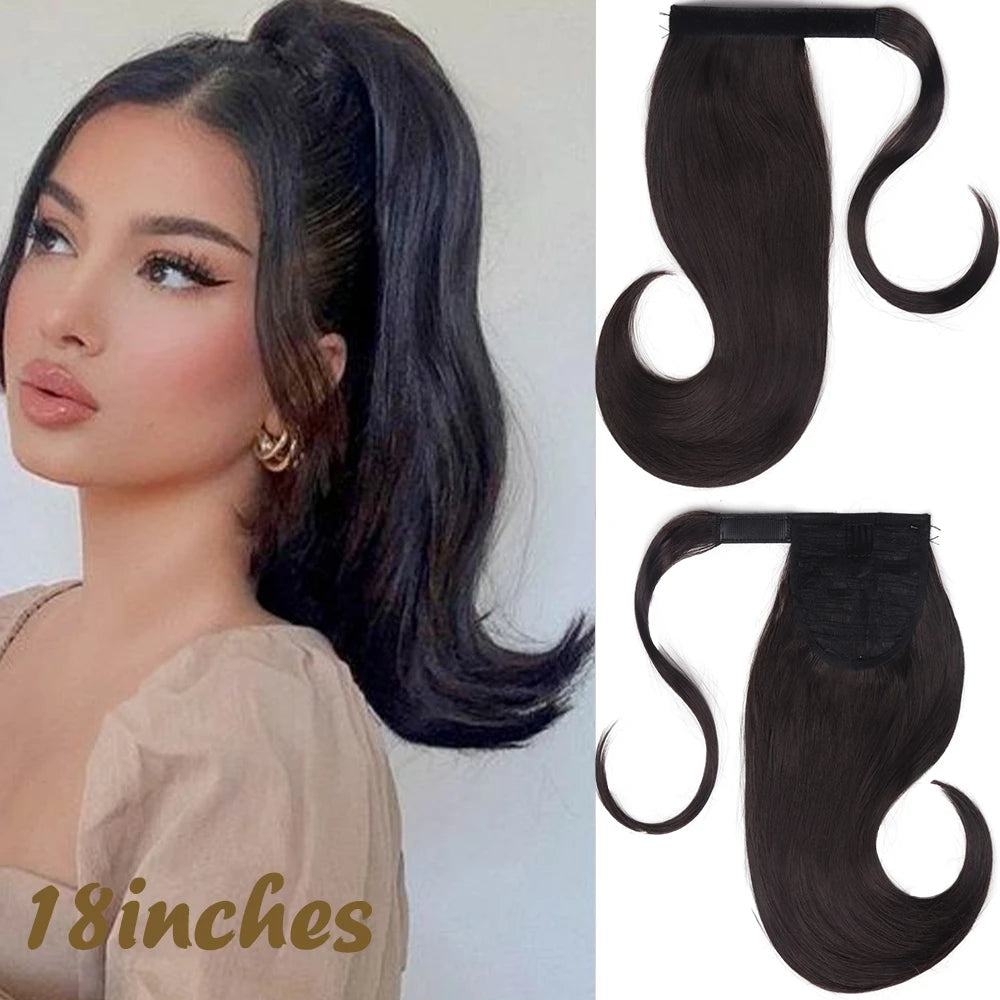 Long Straight Wrap Around Clip In Ponytail Hair Extension