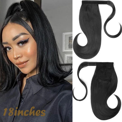 Long Straight Wrap Around Clip In Ponytail Hair Extension