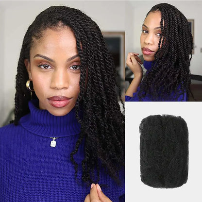 Brazilian Bulk Hair No Attachment Afro Kinky Bulk Human Hair Bulk Queen Virgin Remy Dreadlock Natural Color Braids Hair QVR Hair