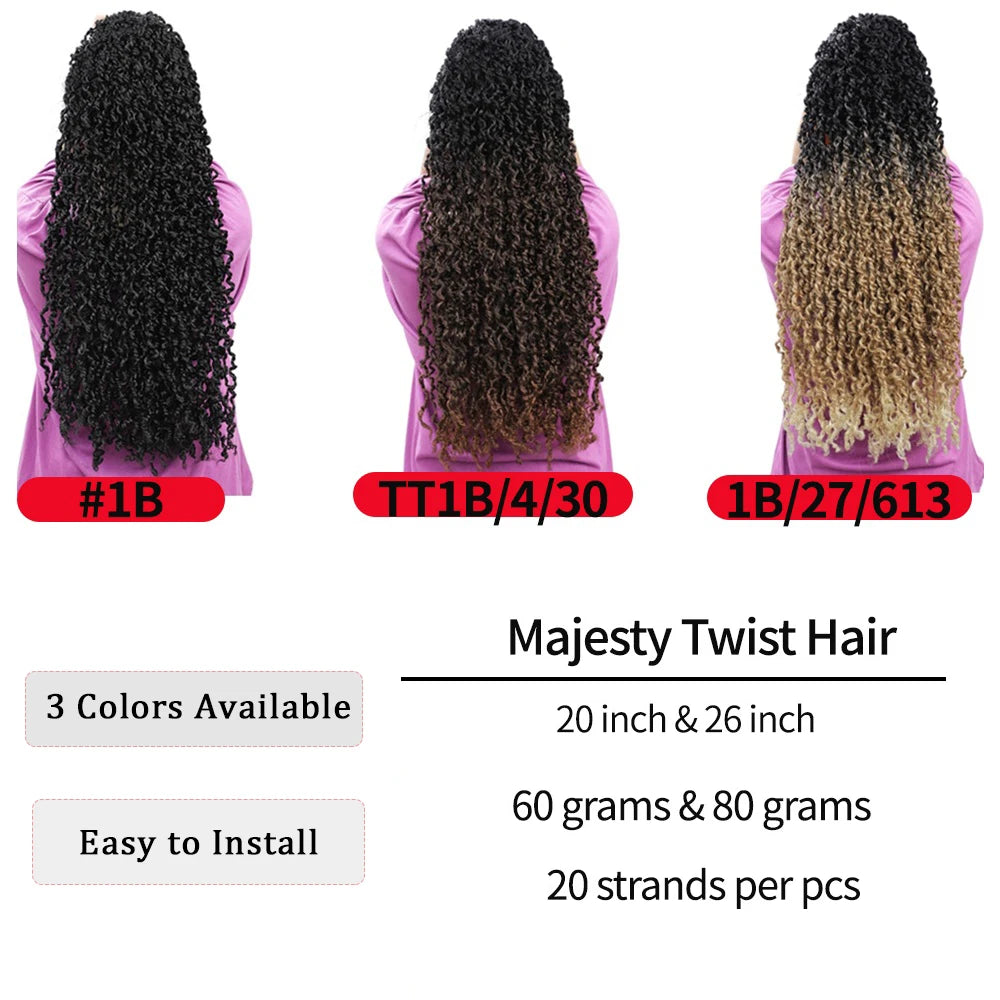 Majesty Twist Hair Curly Passion Twist Crochet Hair 26'' Long Synthetic Braiding Hair Extension SOKU Pre-Looped Senegalese Twist