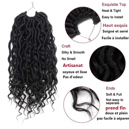 Curly River Locs Goddess Faux Locs Crochet Hair Pre-Looped Synthetic Braids Extensions Long Black Dreadlocks Braid Hair IPARTY