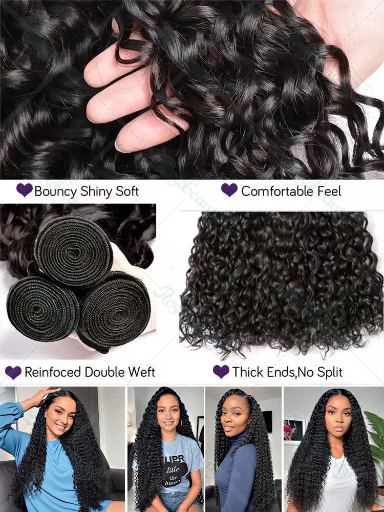 Deep Wave Human Hair Bundles Curly Hair Brazilian Weaving