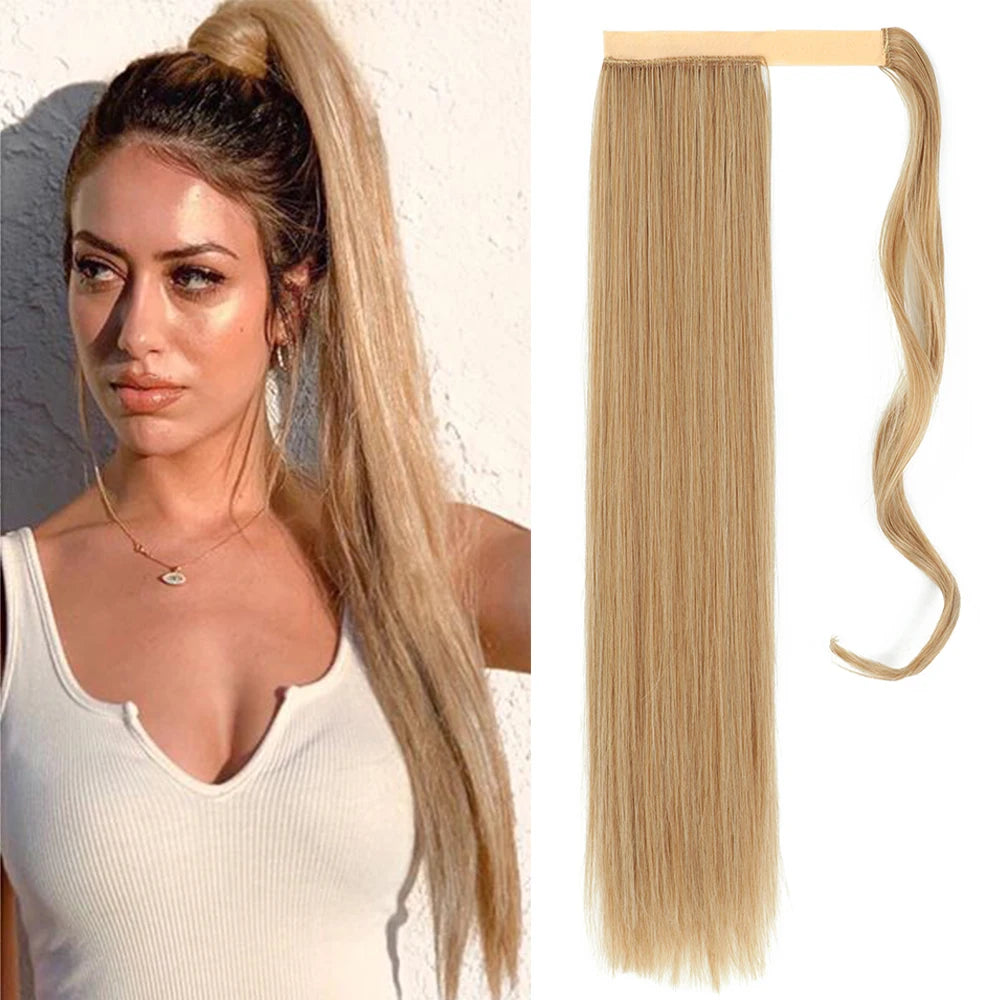 Long Straight Wrap Around Clip In Ponytail Hair Extension