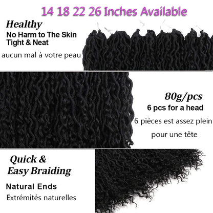 Curly River Locs Goddess Faux Locs Crochet Hair Pre-Looped Synthetic Braids Extensions Long Black Dreadlocks Braid Hair IPARTY