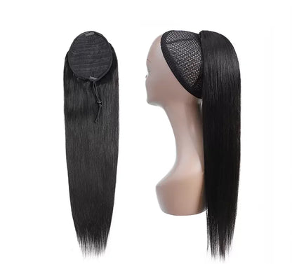 Ponytail Human Hair Extensions Natural Color Straight Human Hair