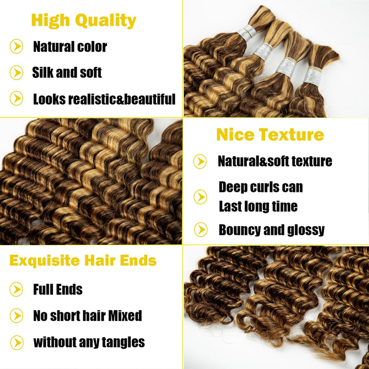 Color Deep Wave Bulk Human Hair for Braiding