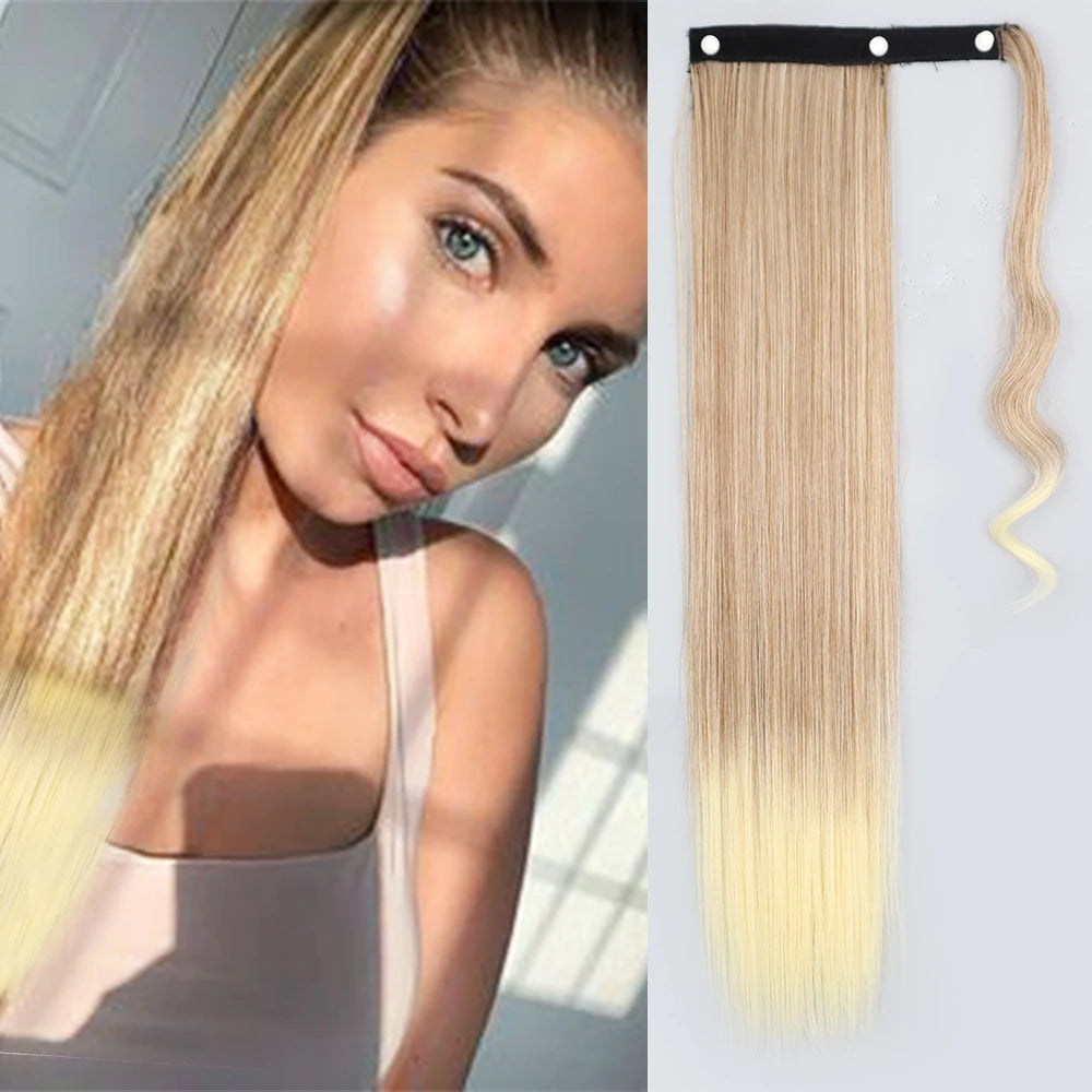 Long Straight Wrap Around Clip In Ponytail Hair Extension