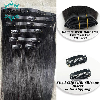 Hair Straight Seamless Clip In Human Hair Extensions