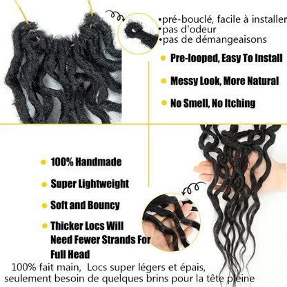 New Goddess Locs Wavy Faux Locs Crochet Hair With loose wavy ends Pre-Looped Synthetic Braids Extensions Long Dreadlocks SOKU