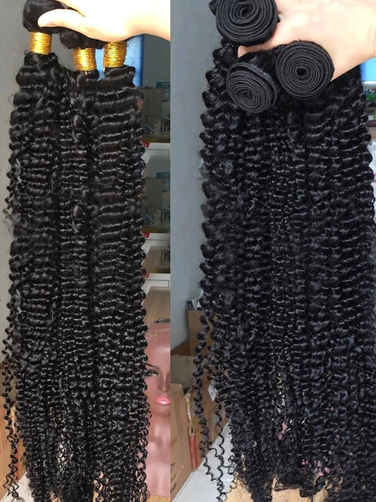 Deep Wave Human Hair Bundles Curly Hair Brazilian Weaving