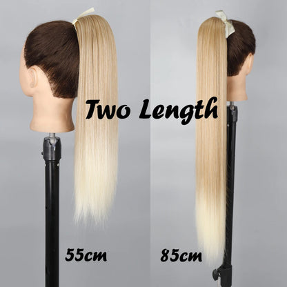 Long Straight Wrap Around Clip In Ponytail Hair Extension