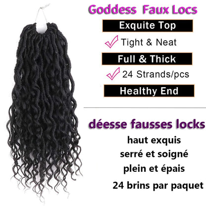 Curly River Locs Goddess Faux Locs Crochet Hair Pre-Looped Synthetic Braids Extensions Long Black Dreadlocks Braid Hair IPARTY