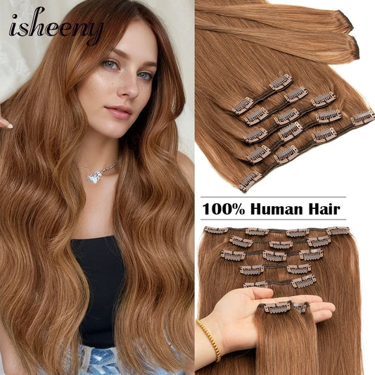 Clip In 14"-24" Human Hair Extensions Brazilian Remy