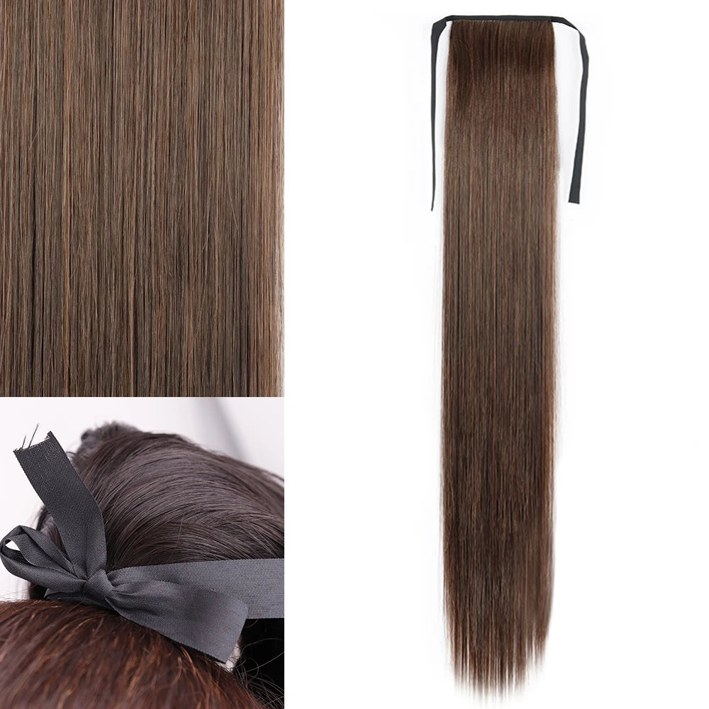 Long Straight Wrap Around Clip In Ponytail Hair Extension