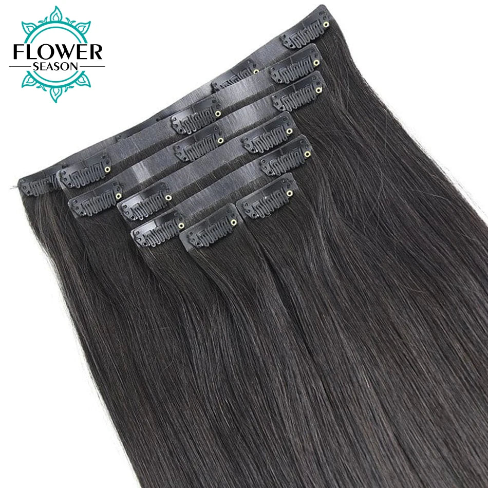 Hair Straight Seamless Clip In Human Hair Extensions