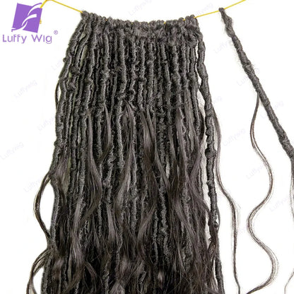 Body Wave Boho Locs Human Hair Curls Pre Looped Crochet Boho Locs with Human Hair Curls Wavy Ends Boho Dreadlocks Hair Extension