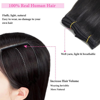 uman Hair Natural Color Full Head Clip In