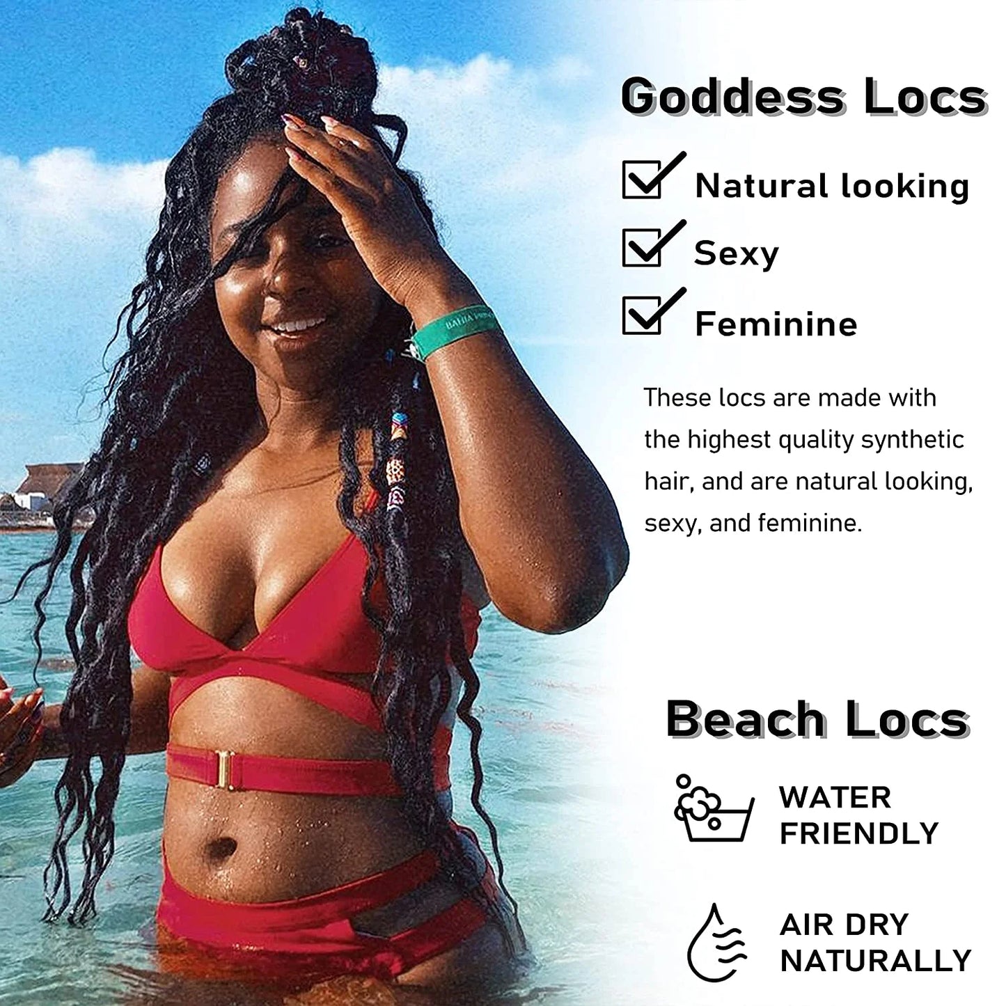 New Goddess Locs Wavy Faux Locs Crochet Hair With loose wavy ends Pre-Looped Synthetic Braids Extensions Long Dreadlocks SOKU