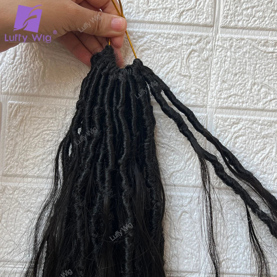 Goddess Locs Crochet Hair with Human Hair Curls Ends Pre Looped Synthetic Boho Dreadlocks Hair Extensions Soft Braiding Hair