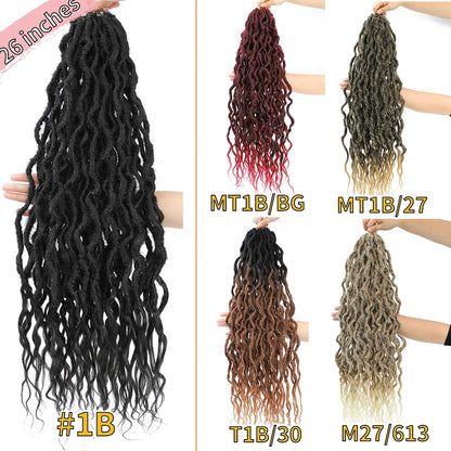 New Goddess Locs Wavy Faux Locs Crochet Hair With loose wavy ends Pre-Looped Synthetic Braids Extensions Long Dreadlocks SOKU