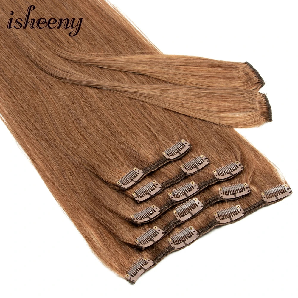 Clip In 14"-24" Human Hair Extensions Brazilian Remy