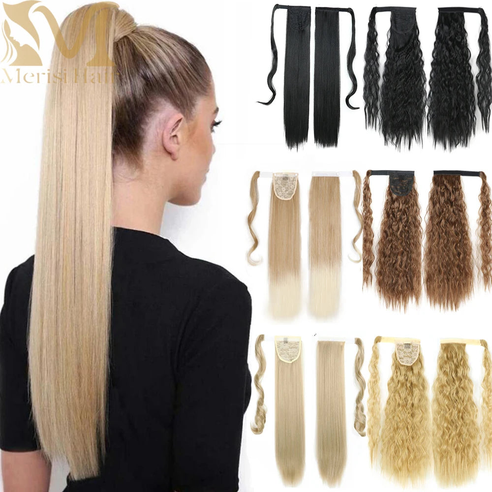 Long Straight Wrap Around Clip In Ponytail Hair Extension