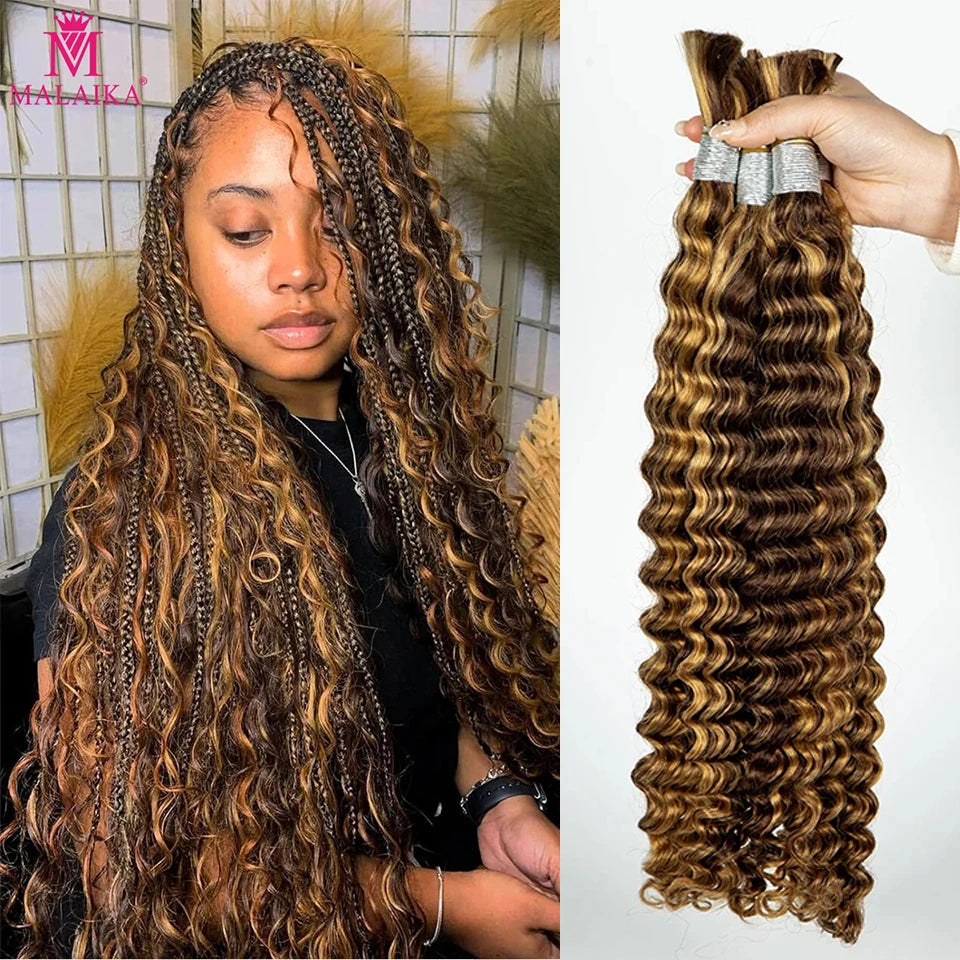 Color Deep Wave Bulk Human Hair for Braiding